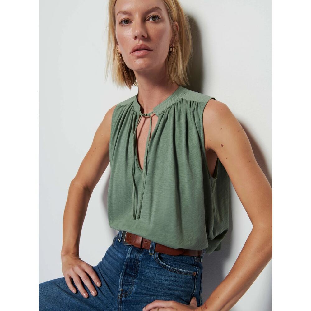 Nation LTD Sage Green Cotton Blouse Tank Top Spring Closet Staple Size Large